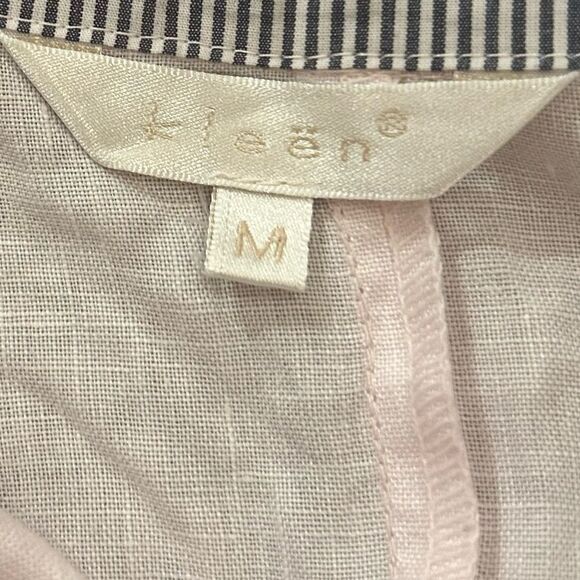 Kleen Pale Pink 100% Linen Asymmetrical Button Up Top Size Medium - Picture 5 of 7